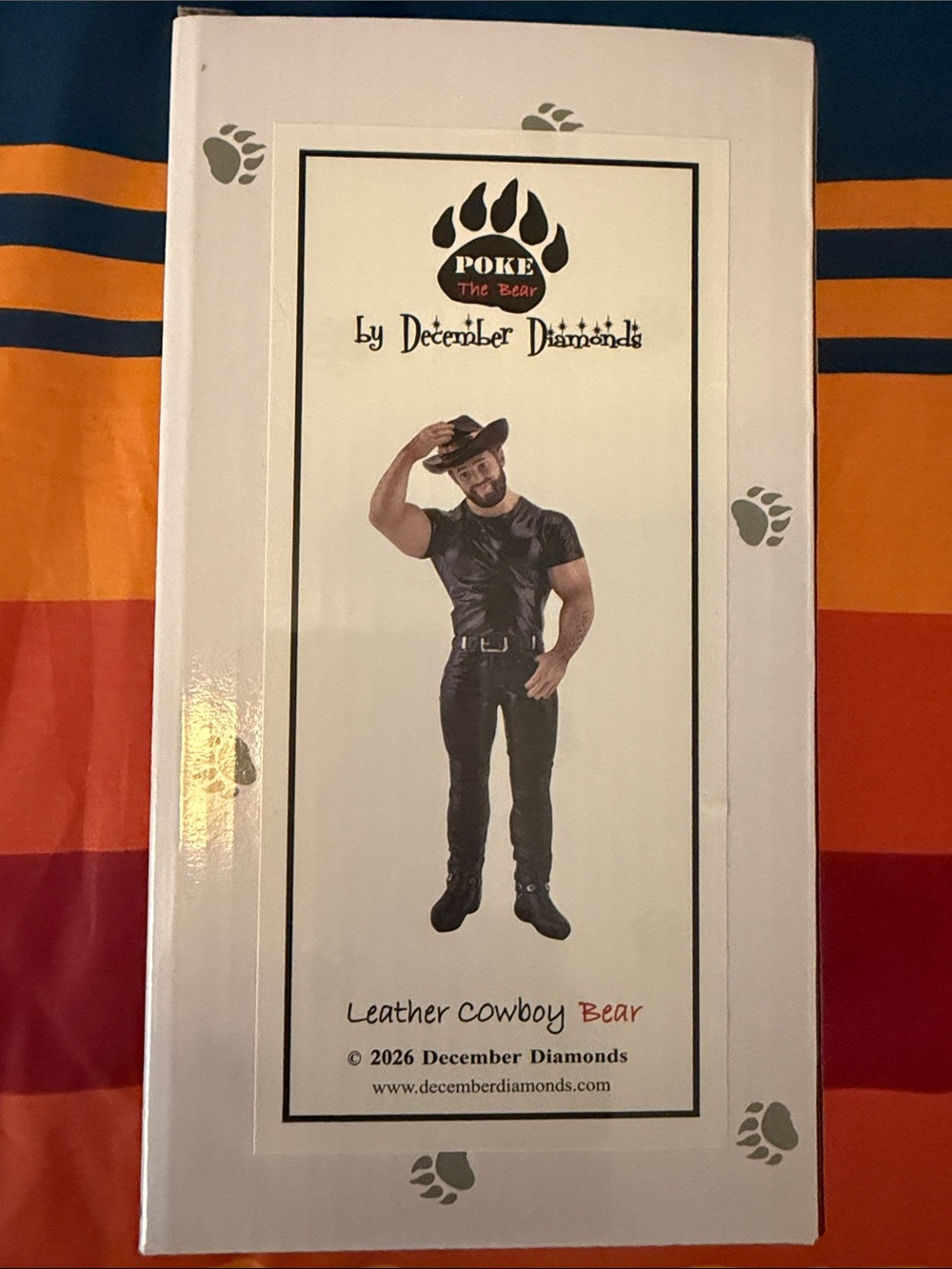 December Diamonds "Poke The Bear" Leather Cowboy Bear Figurine - Black